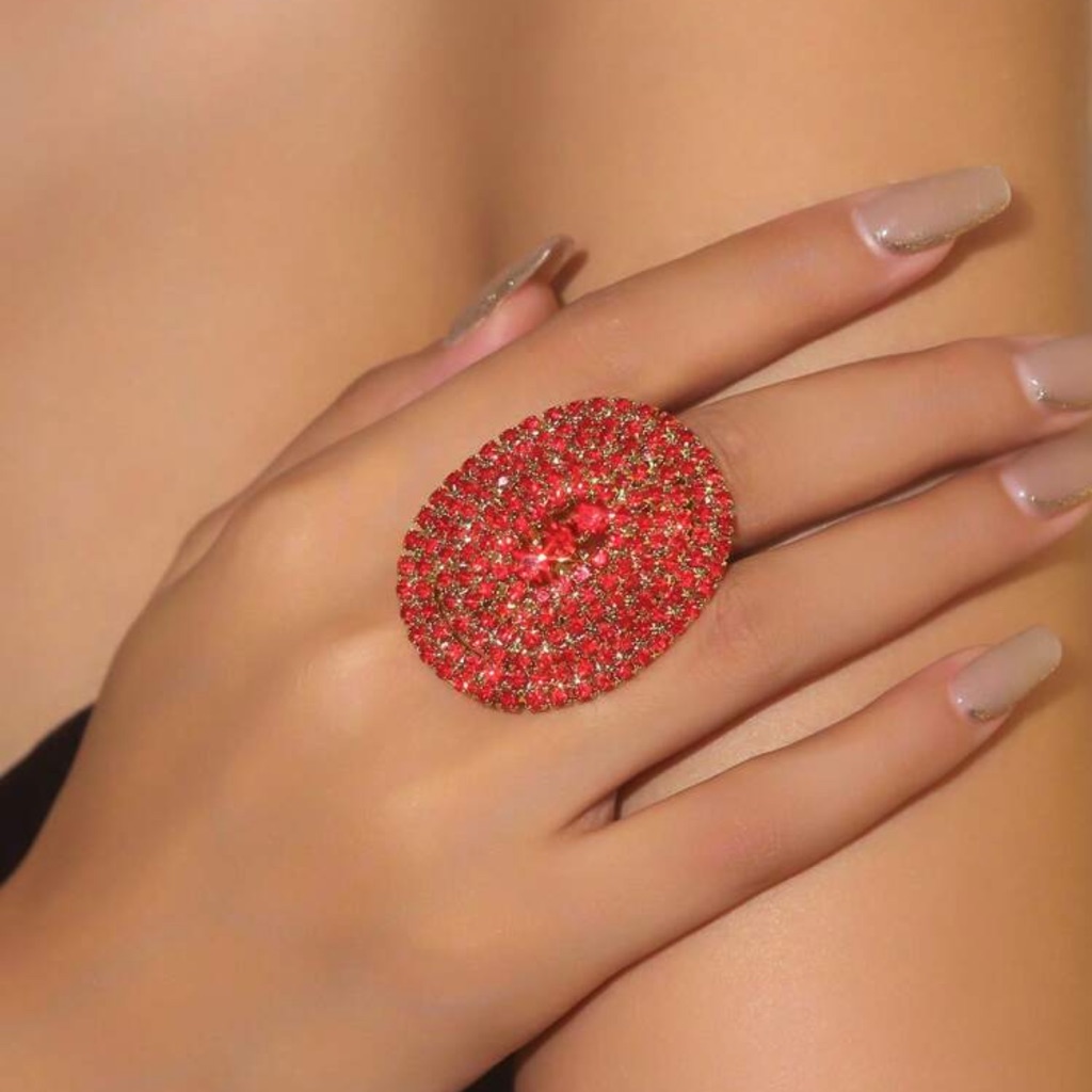 Gorgeous Sexy Nightclub Party Crystal Rhinestone Ring For Women Dia1.7-1.8cm